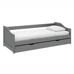 Kondela Posteľ, 90x200, s roštom, prístelkou, sivá, LAURA NEW