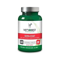 VET´S BEST - Žuvacie tabletky na srsť a kožu pre psy EXP 10/26 (Pomáhajú podporovať zdravú srsť a kožu Pomáhajú udržať prirodzené sezónne plznutie Jedinečná zmes poskytuje potrebné komponenty, ktoré pracujú z vnútra zvieraťa, aby optimalizovali zdravú srs
