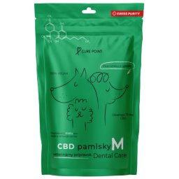 CBD Pamlsky Dental Care M, 100g EXP 03/26 (sú obohatené o mätu, ktorá má antiseptický účinok a osviežuje dych psa podporujú zdravie a vitalitu pôsobia antistresovo sú vyrobené z kvalitných surovín testované v nezávislých akreditovaných laboratóriách pečen