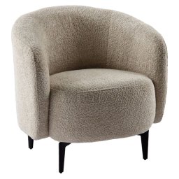 Kondela Dizajnové kreslo, celočalúnené, kov čierny, béžová látka, PRESO