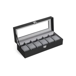 Box na hodinky SONGMICS, 6 priehradok, čierna eko koža