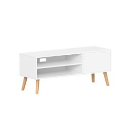 TV stolík – biely minimalistický dizajn, 120 × 40 × 49 cm