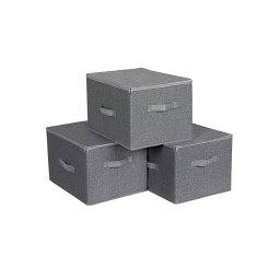 Úložné boxy s viečkami, 3 ks, sivé, 40x30x25 cm