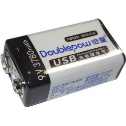 Nabíjateľná Li-Ion 9V 420mAh batéria 6F22, Doublepow, napájanie USB-C