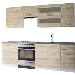 Kondela Kuchynská linka, 240cm, dub sonoma, biela, FABIANA