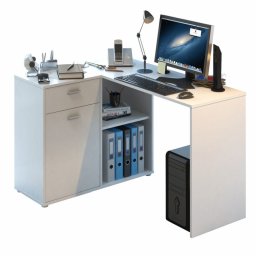 Kondela Rohový, PC stôl, 120x90cm, biely, KALIMERO