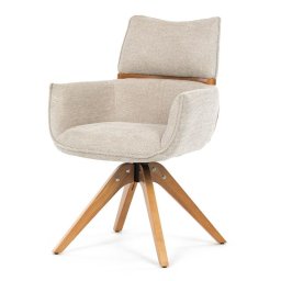 Autronic, Jedálenská stolička, otočná, béžová, látka, DCH-D1348 CRM2