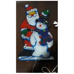 Vianočná multikolor LED dekorácia Snehuliak a Mikuláš 45 x 23 cm