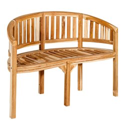 Teaková lavica do záhrady, oblý sedák,120 cm, prírodné drevo