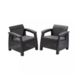 Sprava kresiel Corfu duo, grafitov farba so svetlosivm vankom