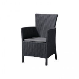 Zhradn kreslo Iowa, grafitov farba so svetlosivm vankom