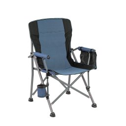 Rybrske kreslo Leziter Comfort s podrkou a driakom na pohr modr