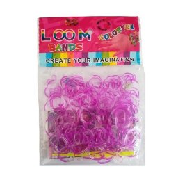 Loom Bands gumičky s háčikom na pletenie - priesvitné fialové