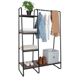 Kondela Šatníkový organizér/regál s policami, čierna/orech, ROBYN