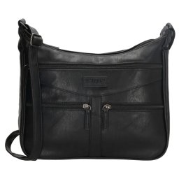 Čierna kožená kabelka cez rameno „Nemesis 2“