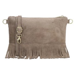 Svetlohnedá strapcová kožená crossbody kabelka "Carrie"