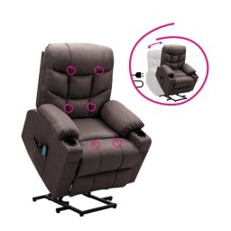 Kondela Masážne, polohovacie kreslo, hnedá látka, HUDSON