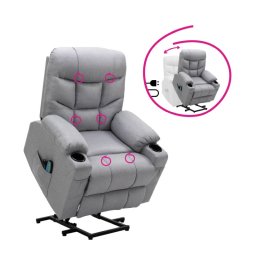 Kondela Masážne, polohovacie kreslo, svetlosivá látka, HUDSON