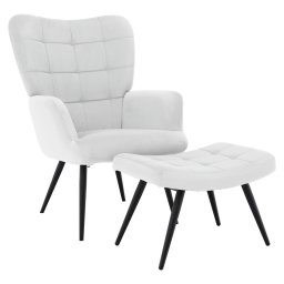 Kondela Kreslo s podnožou, svetlosivá Velvet látka/čierna, HABEN