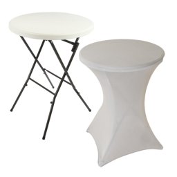 Párty stolík BISTRO vr. elastického poťahu, svetlo šedá