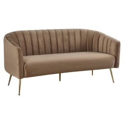 Kondela Dizajnový 3-sed, hnedá Velvet látka, kov gold chróm zlatý, BAGY
