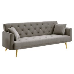 Kondela Rozkladacia pohovka, sivohnedá Taupe látka, gold chróm zlatý, ALISIA