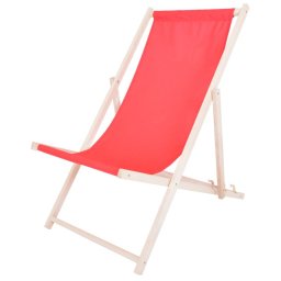 Polohovateľné záhradné lehátko z bukového dreva, červené