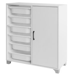 Kondela Regál/skrinka s úložnými boxmi, biela, VELTO