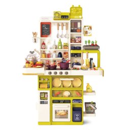 Mama Kiddies Interaktvna ,,Spraying Kitchen" detsk kuchynka - 121-dielna sada, vka 103 cm so svetelnmi a zvukovmi efektmi v ltozelenej farbe