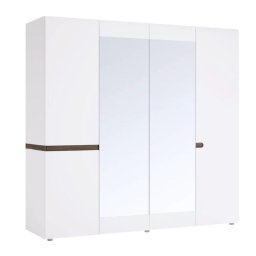 Kondela Skriňa, 218cm, kombinovaná, biela, dub, zrkadlo, LYNATET TYP 23