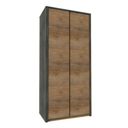 Kondela Skriňa, 90cm, kombinovaná, dub lefkas tmavý, smooth sivý, MONTANA S2D