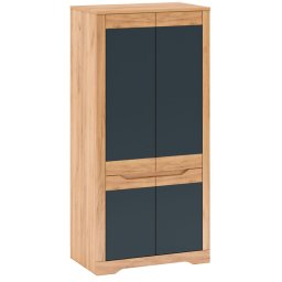Kondela Skriňa, 95cm, kombinovaná, dub craft zlatý, grafit sivá, FIDEL Q