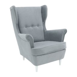 Kondela Kreslo, ušiak, biele drevo, svetlosivá látka, RUFINO 3 NEW