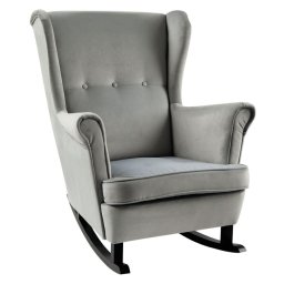 Kondela Hojdacie kreslo, ušiak, drevo čierne, svetlosivá látka, TEJA