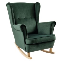 Kondela Hojdacie kreslo, ušiak, drevo buk, zelená látka, TEJA