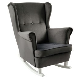 Kondela Hojdacie kreslo, ušiak, drevo biele, tmavosivá látka, TEJA