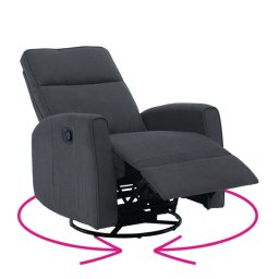 Kondela Relaxačné, otočné, polohovacie kreslo, sivá látka, MEKENZI