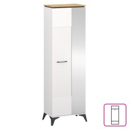 Kondela Skriňa, 63cm, vešiaková so zrkadlom, biela, dub evoke, VELIS 1D