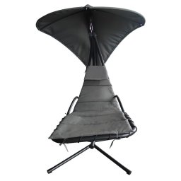 Kondela Záhradné hojdacie kreslo, sivá látka, čierny kov, SPAVIN 2 NEW