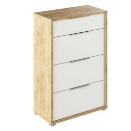 Kondela Komoda so šuplíkmi, 75cm, dub artisan, biela, RIOMA TYP 22