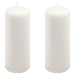 Sada stĺpových sviečok, 20 cm, Ø 7,5 cm, biela, 2 ks