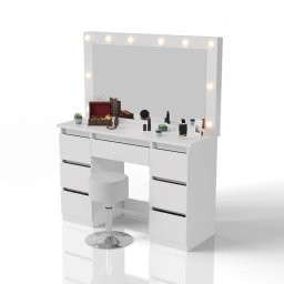 Kozmetický stolík s LED zrkadlom a stoličkou