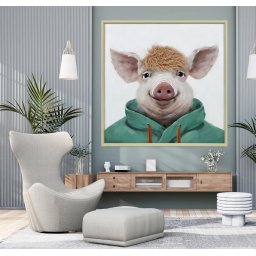 Zvierací obraz na stenu - moderná dizajnová nástenná dekorácia - PORKY 80 x 80 cm
