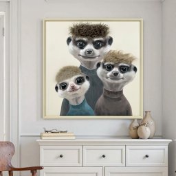 Moderné obrazy do obývačky / interieru 3D - Surikaty - MEERKATS 80 x 80 cm