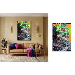 Moderný LED obraz Hustle Hard s pop art graffiti písmom - 83 × 123 cm