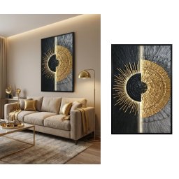 Zlatý kruh - Luxusný LED podsvietený abstraktný obraz - 83 x 123 cm