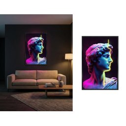 Antická socha s Neon líniou v modernom pop art štýle - LED obrazy na steny 63 × 93 cm