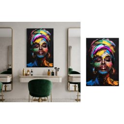 Portrét ženy umelecko-moderný pop art štýl – LED obraz na stenu 63 × 93 cm