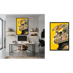 LED obraz s leopardom – motorkárska helma pop art dekorácia – 63 × 93 cm