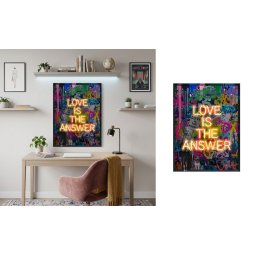LOVE IS THE ANSWER – Moderný pop art LED nástenný obraz – 63 × 83 cm